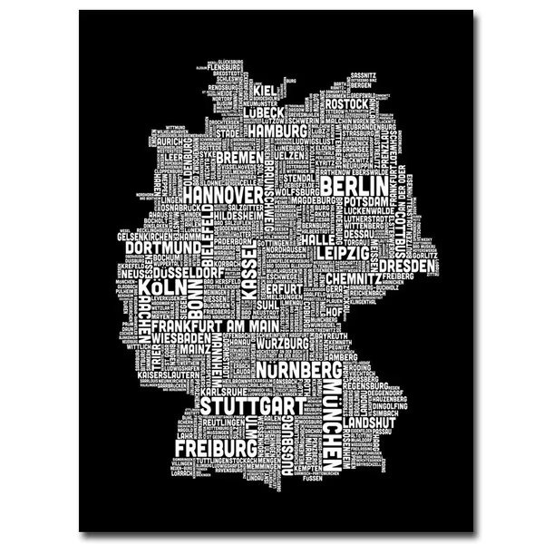 Michael Tompsett 'Germany Text Map I' Canvas Art, 35x47, Trademark Fine Art, Mfr#: MT0136-C3547GG